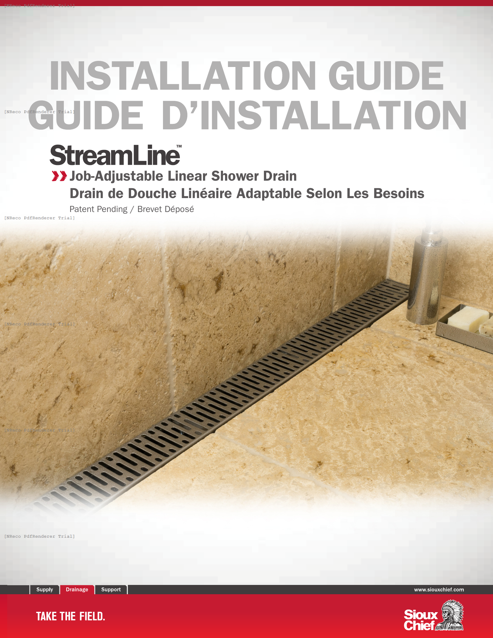823 SERIES - STREAMLINE JOB-ADJUSTABLE LINEAR SHOWER DRAIN - INSTRUCTION SHEET.PDF Technical Document